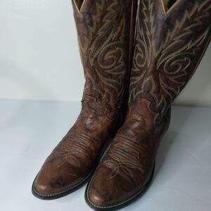 JUSTIN 560 Brown Leather Western Boots Made In Mexico.